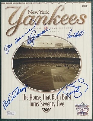 Joe Torre, Strawberry, Zimmer, Stottlemyre, & O'Neil Auto JSA 1998 Yankees Book - Image 1 of 4