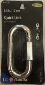 Steel 3/8 QUICK LINK Zinc Plated OVAL Connector 1900 lb PEERLESS CHAIN 4721438 - Picture 1 of 3