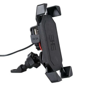 1pc Motorcycle Mobile phone Handlebar Mirror Mount Holder With USB Charger - Zdjęcie 1 z 11