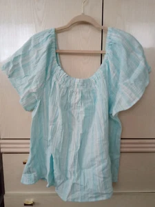 Time and Tru Women's 100% Cotton Gauze Smocked Square Neck Top 2XL (20) - Picture 1 of 4