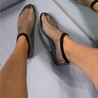 Ultra Comfortable Shiny Gem Mesh Flats Sparkle Shoes Low Heel Slip On Sandals UK