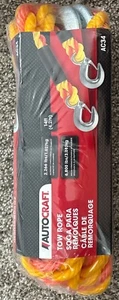 AutoCraft 14ft Tow Rope Strap W/Hooks AC34 Orange/Yellow 3/4" Braided Car Accs. - Picture 1 of 2