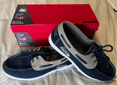 Seattle Seahawks Boat Shoes Size 7 Foco NFL Football w/box Cover