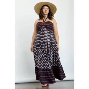 NWT!! ANTHROPOLOGIE Zosime Halter Maxi Dress Smocked Tribal Mosaic Print 24W - Picture 1 of 16