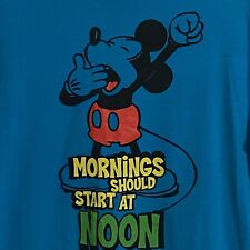 Disney Park “Morning Should Start At Noon” Mickey Mouse T-Shirt Teal Size S