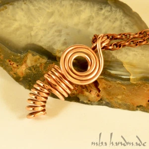 Reines Kupfer Antik Draht Umwickelt Anhänger Handwerk Handarbeit Halskette - Bild 1 von 4