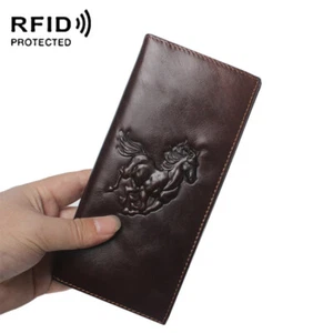 Lange Clutch-Geldbörsen mit Doppelfaltung Herren Banknotenbörse Geschenk RFID-Schutz Echtleder - Bild 1 von 5