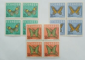ECUADOR - SCOTT #680 - 682 - BUTTERFLY - BLOCKS OF 4 - MNH - Picture 1 of 1