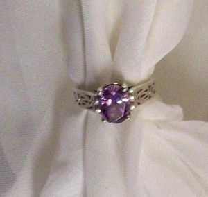 AMETHYST AND STERLING SILVER ARTISAN RING SIZE 7 - Picture 1 of 9