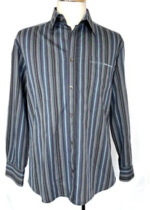 Dolce Gabbana Stripes Logo Embroidered Button Down Shirt Cotton Men's Sz 40/54 - Picture 1 of 19