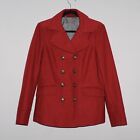 Womens LAURA ASHLEY Red Short Button Wool Blend Coat  Size UK 10