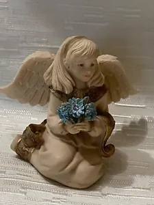 Sarahs Angels March Angel Figurine Blue Jeweled Flowers #05429 Mindspring 2004 - Picture 1 of 5