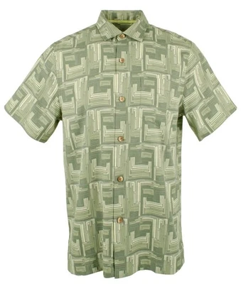Men's Mayan Maze Silk Blend Camp Shirt Green Small - Image 1 of 2