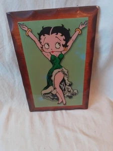 Betty Boop Green Dress Lacquer Hanging Picture 12 X 8 In. - Picture 1 of 6