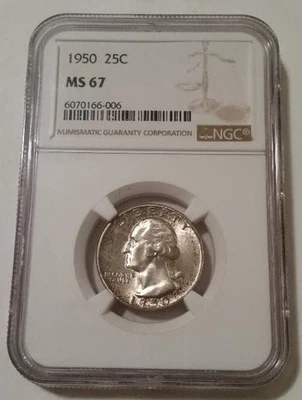 1950 Washington Quarter MS67 NGC Toning - Image 1 of 4