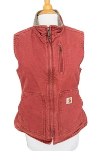 Chaleco Forrado Sherpa Carhartt Mujer Mediano Desteñido Rojo Lona De Colección WV001 Pequeño - Imagen 1 de 12