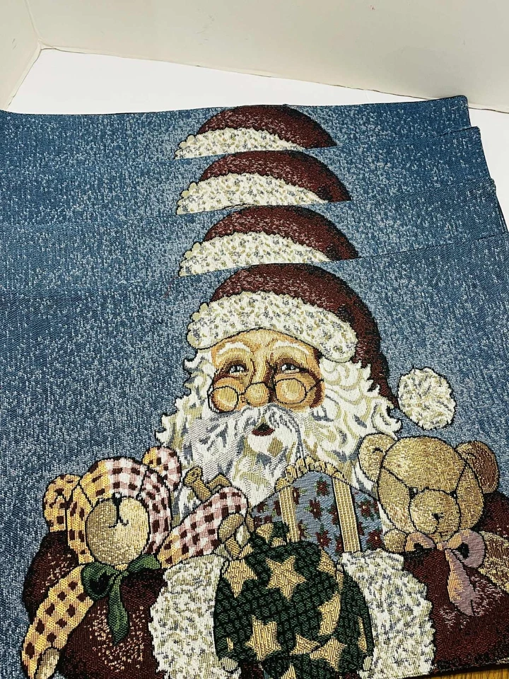 复古挂毯圣诞老人桌椅 4 件套圣诞假期旧世界 — 第 1/4 张图片