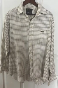 Camisa Hombre BARBOUR Algodón Manga Larga Blanca con Cuadros Gris Talla 16 1/2 - Imagen 1 de 9