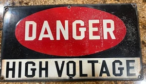 "Letrero de alto voltaje vintage de porcelana Danger 16""x 9""" - Imagen 1 de 13