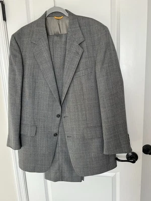 Traje Bill Blass Etiqueta Negra Para Hombre 43L Gris Ventana 100% Lana Hecht's Hecho en EE. UU. Foto 1 de 4