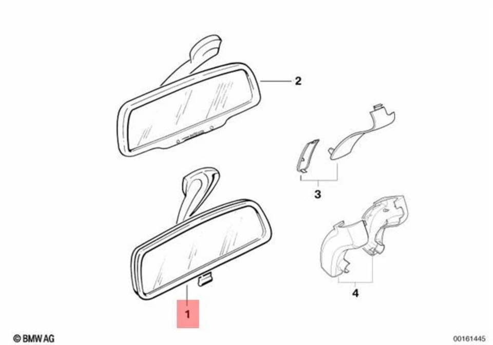 Genuíno BMW E31 850Ci 850CSi Coupe Interior-Espelho Manual 51161970228 - Imagem 1 de 1