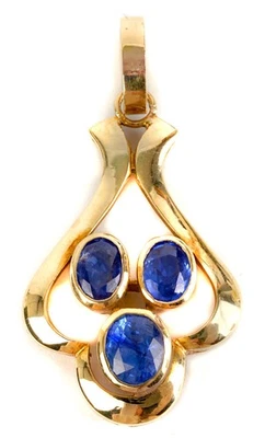 wertvoller Jugendstil 1,74ct. Saphir Anhänger 750 Gold floral Burma - Bild 1 von 4