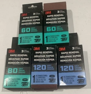 3M - 120 / 80 / 60 Grit 3 inch x 18 inch Sanding Belt - 5 Belts in Total Lot - Picture 1 of 1