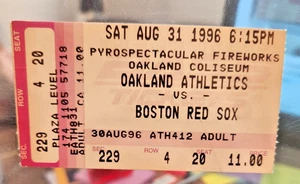 1996 NOMAR GARCIAPARRA MLB DEBUT TICKET STUB 8/31/96 OAKLAND BOSTON RED SOX - Picture 1 of 4