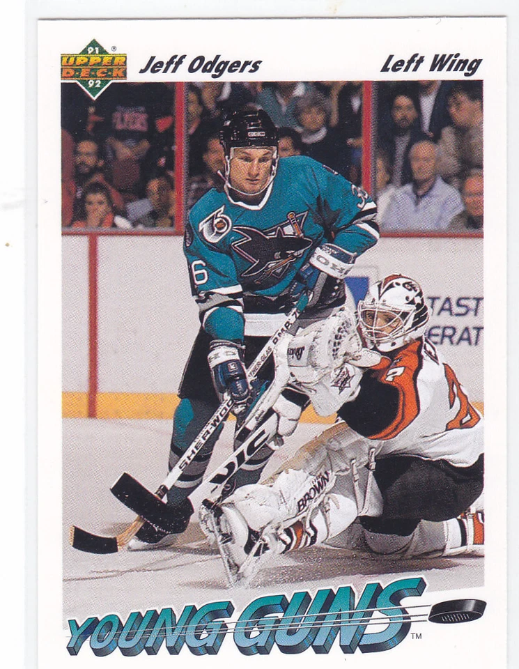 Jeff Odgers 1991-92 Upper Deck Young Guns Rookie #597 San Jose Sharks RC - Image 1 of 1