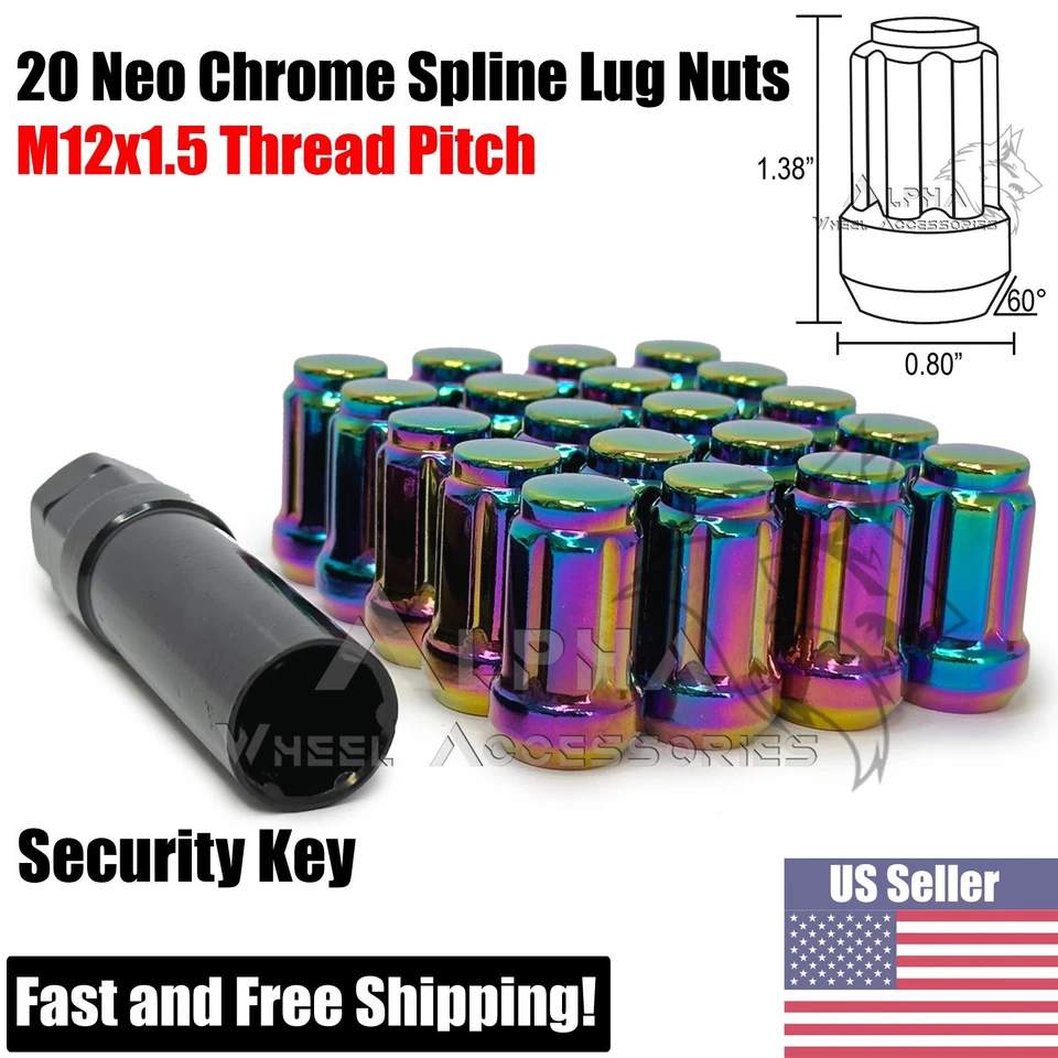 20 tuercas estriadas Neo 12x1,5 para Toyota Lexus para Camry Corolla Matrix tC + llave Foto 1 de 4