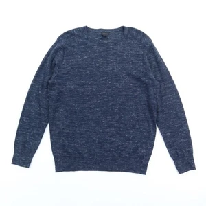 J.Crew Sweater Mens Medium Wool Blend Crewneck Dark Heather Blue Long Sleeve - Picture 1 of 8