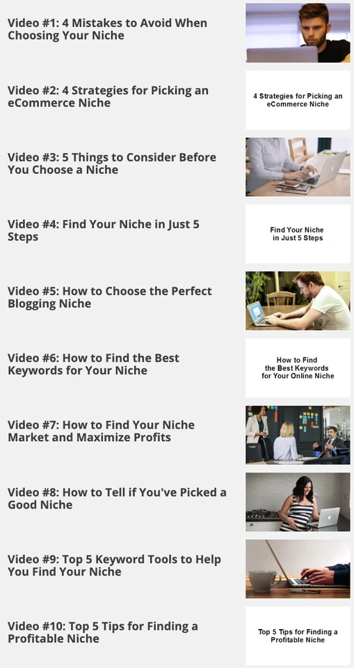 FIND YOUR NICHE Video Upgrade Package - 10 Part Training Video Tutorials (ON CD) - Image 1 of 1