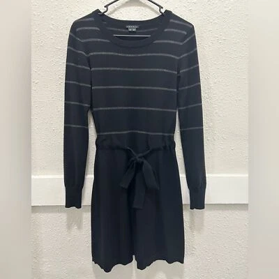 Theory Wool Long Sleeve Belted Sweater Dress with Grey Stripes Small - Image 1 of 4