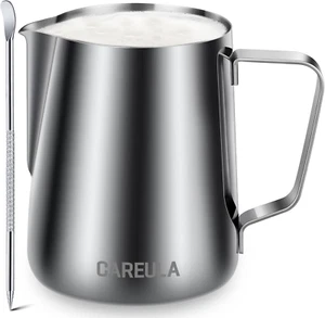 Coffee Milk Frothing Pitcher, 12Oz Stainless Steel Milk Frother Cup Steaming Pit - Picture 1 of 12
