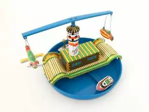* Juguete de chapa PEQUEÑO CARRUSEL con ZEPELÍN BARCOS - Imagen 1 de 3