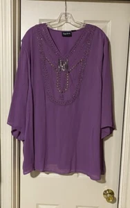 Maggie Barnes Damen Top Übergröße 3X (26/28) lila Bluse Nieten verziert - Bild 1 von 10