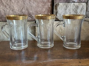 Crispa Italia Elegante Juego de Té de 3 Piezas Borde Dorado Tazas de Té de Vidrio Por Kusha - Imagen 1 de 7