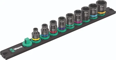 Wera 9608 Magnetic rail B Impaktor 1 Socket Set 3/8" Drive SAE 05005452001 - Image 1 of 4
