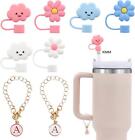6PCS Straw Cover Caps and 2PCS Initial Personalized Letter A-Z charms fits for
