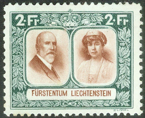 Liechtenstein 1930, 2Fr Royal Couple Line Perforation 11½ : 10½  Mi.# 107 C, MH Cover