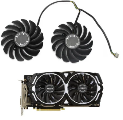 Pair Fans Cooling Fan FOR MSI ARMOR RX 470 480 570 580 PLD09210S12HH - Image 1 of 4