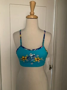 St Tropez Girl's Bright Blue/Aqua/Orange Print Swimsuit Top size 14 NWT - Picture 1 of 4