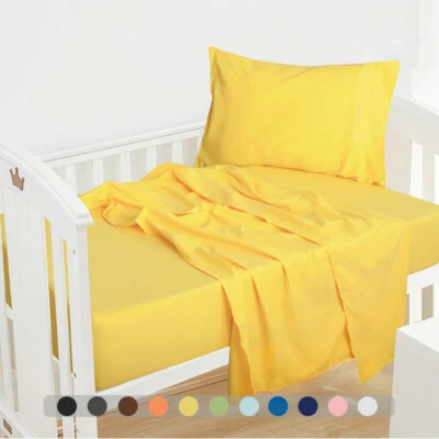 Juego de sábanas 3 piezas 100 % microfibra para niños pequeños 8 bolsillos profundos juego de sábanas ultra suaves Foto 1 de 4