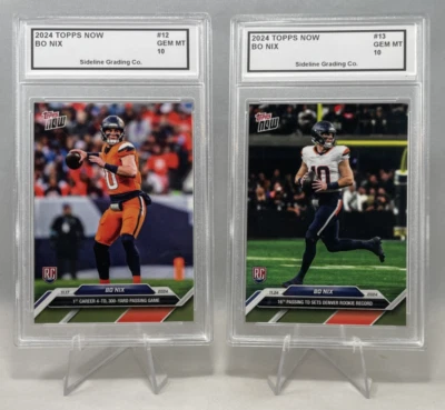 Bo Nix Rookies Graded 10 Gem Mint - Denver Broncos QB 2024 Topps Now RC Set - Image 1 of 4