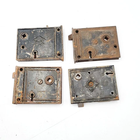 Lot of 4 Vintage Interior Surface Mount Rim Lock Latch Antique Cover