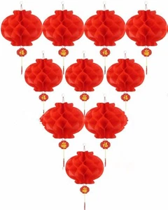 ASIAN HOME Red Paper Lantern Hanging Lanterns for Chinese Spring Festival,... - Picture 1 of 7