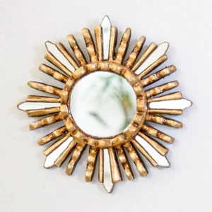 Peruvian Gold Leaf Wood Sunburst Mirror 6" for wall decoration- Home Gifts decor - Picture 1 of 1