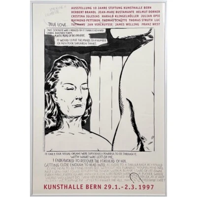 Raymond Pettibon - Cartel grande vintage de exposición del grupo suizo 1997, enmarcado Foto 1 de 4