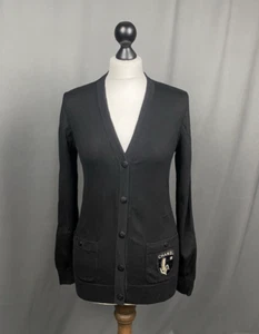 Chanel Big Logo Women's Black Wool Cardigan Sweater Size S - Picture 1 of 12
