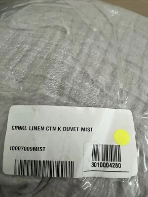 NUEVO CON ETIQUETAS Restauración Hardware Derecha Lino Arrugado Algodón KING Funda Nórdica Gris Niebla Foto 1 de 4